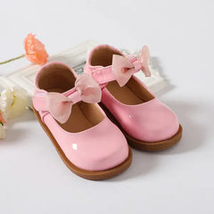 Patpat Toddler / Kids Bow Decor Black Flat Shoes Pink