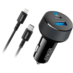 Anker PowerDrive 22.5W PD Vehicle Charger With USB-C to Lightning Cable - Black