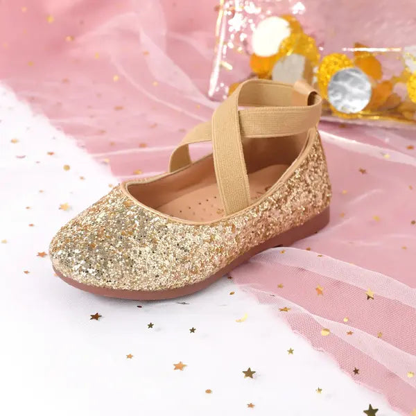 PATPAT Toddler/Kids Crystal Round Toe Solid Shoes  Gold