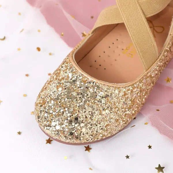 PATPAT Toddler/Kids Crystal Round Toe Solid Shoes  Gold