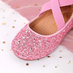 PATPAT Toddler/Kids Crystal Round Toe Solid Shoes Pink