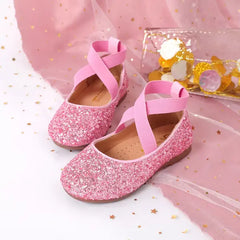 PATPAT Toddler/Kids Crystal Round Toe Solid Shoes Pink