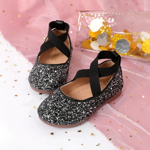 PATPAT Toddler/Kids Crystal Round Toe Solid Shoes Black