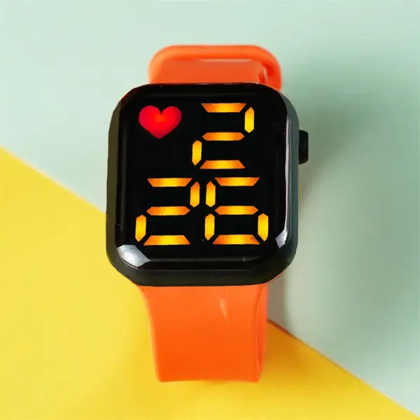 PATPAT Toddler / Kid LED Watch Digital Smart Square Electronic Watch (With packing box) orange