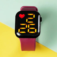 PATPAT Toddler / Kid LED Watch Digital Smart Square Electronic Watch (With packing box) burgundy