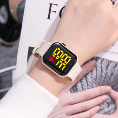 PATPAT Toddler / Kid LED Watch Digital Smart Square Electronic Watch (With packing box) pink