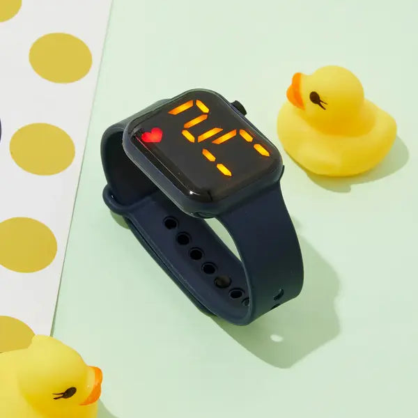 PATPAT Toddler / Kid LED Watch Digital Smart Square Electronic Watch (With packing box) dark blue