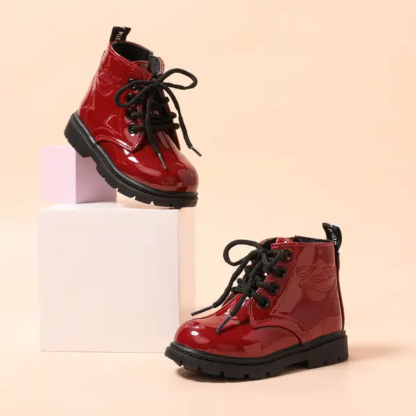 Patpat Toddler/Kids Solid Letter Pattern Casual Boots red