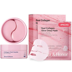 TEREZ & HONOR Korean Collagen Mask & Eye Patch Collection – Hydrogel Face Masks for Deep Hydration, Firming, Glow, Elasticity & Under-Eye Care