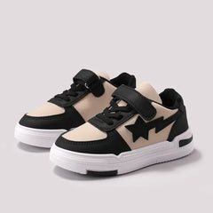 PATPAT Kids Sneakers Star Pattern Color-block Velcro Sports Shoes Black
