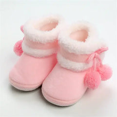 Patpat Christmas Baby & Toddler Pompom Decor Plush Walking Shoes pink