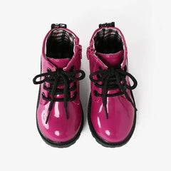 patpat Toddler and Kids Solid Color Side Zipper Boots Hot pink
