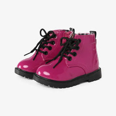 patpat Toddler and Kids Solid Color Side Zipper Boots Hot pink