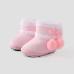 Patpat Christmas Baby & Toddler Pompom Decor Plush Walking Shoes pink