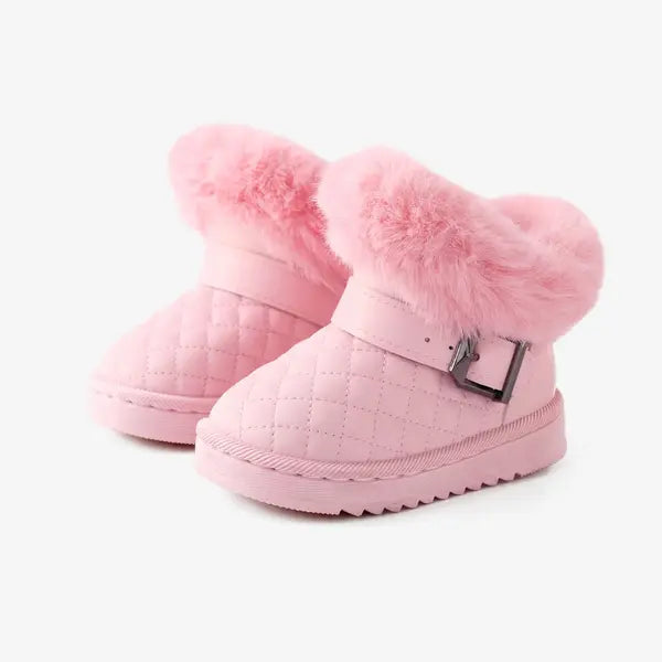Patpat Toddler & Kids Basic Solid Color Buckle Decor Snow Boots pink