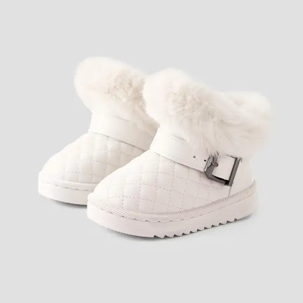 Patpat Toddler & Kids Basic Solid Color Buckle Decor Snow Boots white