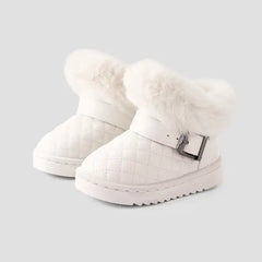 Patpat Toddler & Kids Basic Solid Color Buckle Decor Snow Boots white