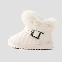 Patpat Toddler & Kids Basic Solid Color Buckle Decor Snow Boots white