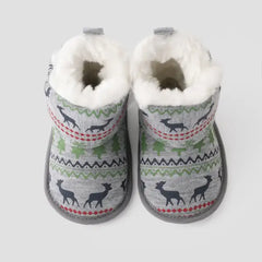 PATPAT Christmas Baby & Toddler Festival Theme Print Snow Boots Walking Shoes grey
