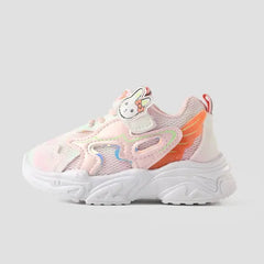 PATPAT Girls Sneakers Rabbit Pattern Velcro Basketball Shoes Pink
