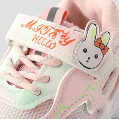 PATPAT Girls Sneakers Rabbit Pattern Velcro Basketball Shoes Pink