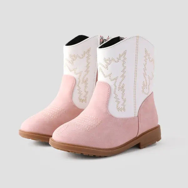 PATPAT Toddler & Kids Pretty Embroidered Cowgirl Boots Pink