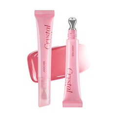 Joocyee Crystal Lip Gloss Hydrating Essence Tinted Nourishing Lip Serum with Ice Cube Metal Tip Applicator Sheer Watery Glow Moisturizing Makeup for Dry Lips