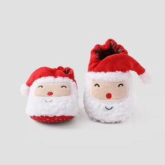 PATPAT Christmas Baby & Toddler Childlike Santa Pattern Fleece Walking Shoes Red