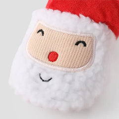 PATPAT Christmas Baby & Toddler Childlike Santa Pattern Fleece Walking Shoes Red