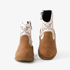 PATPAT Toddler & Kids Pretty Embroidered Cowgirl Boots White