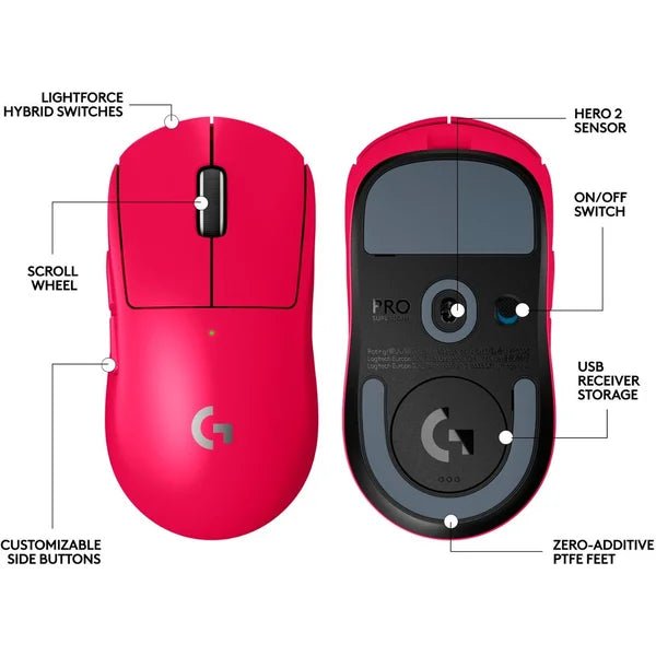 Logitech G Pro X Superlight 2 Wireless Gaming Mouse (910-006795) Pink