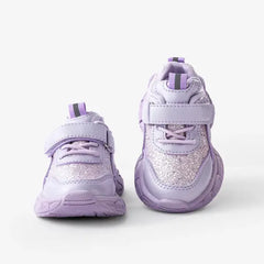 PATPAT Toddler/Kids Girls Sneakers Stylish Glitter Design Velcro Basketball Shoes purple