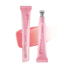 Joocyee Crystal Lip Gloss Hydrating Essence Tinted Nourishing Lip Serum with Ice Cube Metal Tip Applicator Sheer Watery Glow Moisturizing Makeup for Dry Lips