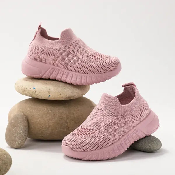 PATPAT Toddler/Kids Sneakers Solid Slip-on Non-slip Tennis Shoes   Pink