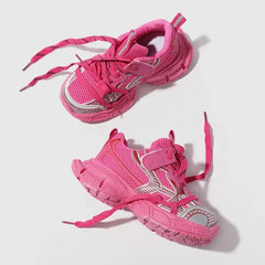 PATPAT Kids Girl/Boy Sneakers Solid Fabric Stitching Cross Strap Sports Shoes Pink