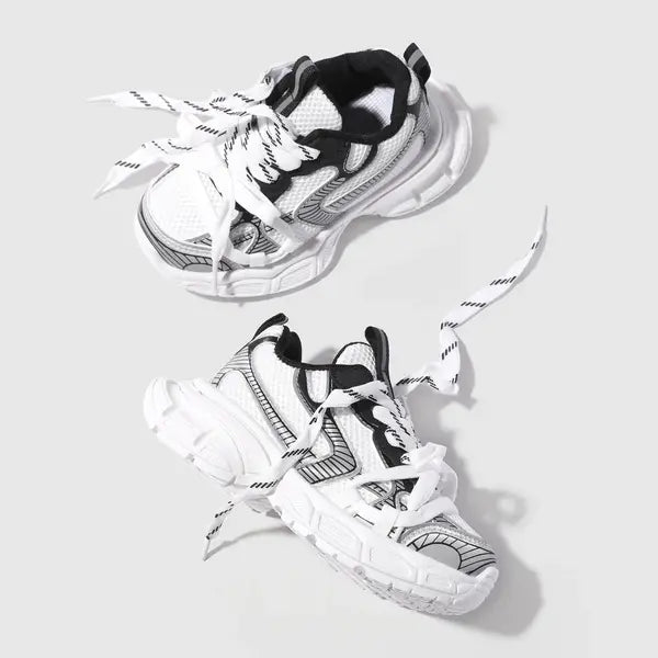 PATPAT Kids Girl/Boy Sneakers Solid Fabric Stitching Cross Strap Sports Shoes White