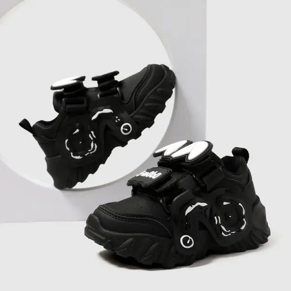 PATPAT Kids Girl/Boy Sneakers Childlike Hyper-Tactile 3D Rabbit Pattern Sports Shoes Black