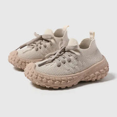 PATPAT Toddler/Kids Sneakers Sporty Solid Color Athletic Running Shoes beige