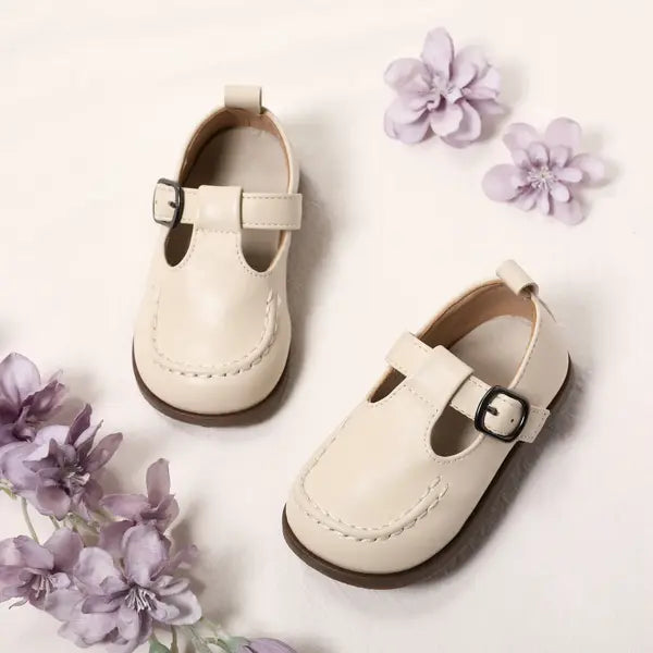 PATPAT Toddler/Kids Girl Casual Velcro Leather Shoes White