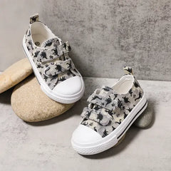 PATPAT Toddler/Kids Boy Casual Dinosaur Velcro Canvas Shoes Grey