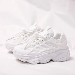 PATPAT Toddler/Kids Sneakers Sporty Colorful Shoelace Basketball Shoes white