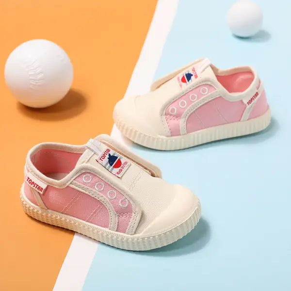 PATPAT Toddler/Kid Boy/Girl Canvas Slip-On Color Block Casual Shoes Pink