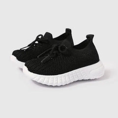 PATPAT Girls Sneakers Sporty Mesh Upper Breathable Perforated Lace-Up Tennis Shoes Black