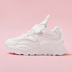 PATPAT Toddler/Kids Sneakers Unisex Sporty Style Velcro Closure Basketball Shoes White