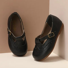 Toddler/Kids Girl Casual Style Solid Color Buckle Leather Shoes