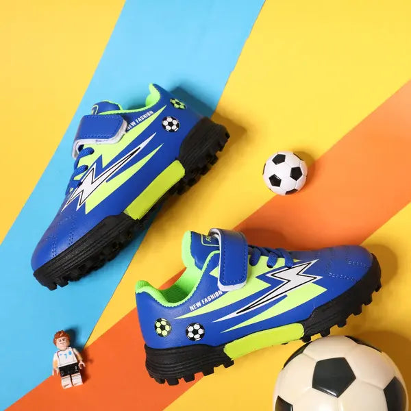 PATPAT Toddler/Kids Boys Sneakers Lightning Pattern Color Block Velcro Sports Shoes Blue