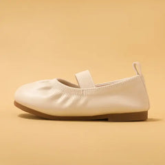 PATPAT Toddler/Kids Girl Casual Style Slip-on Elastic Band Leather Shoes Beige