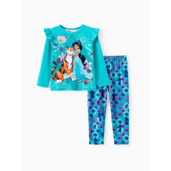 Patpat Disney Princess Baby Girl 2pcs Character Print Long-sleeve Top and Leggings Set