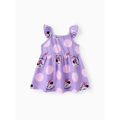 PATPAT Disney Mickey and Friends Baby/Toddler Girl Character Print Ruffled Sleeve Dress Purple