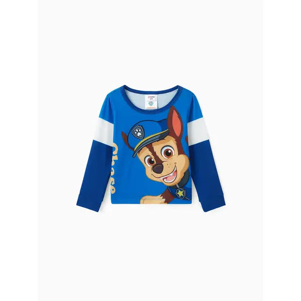 Patpat PAW Patrol Toddler Girl/Boy Skye Chase Rubble Marshall Colorblock Long-sleeve Tee Blue